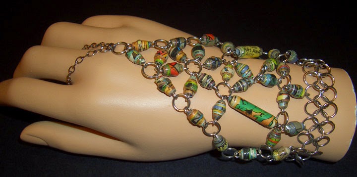 http://www.ebay.com/itm/Marvel-Incredible-Hulk-Upcycled-Paper-Bead-Handflower-Slave-Bracelet-/221705316638