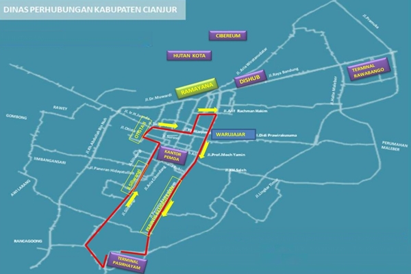 Lintasan angkutan umum Angkot Cianjur