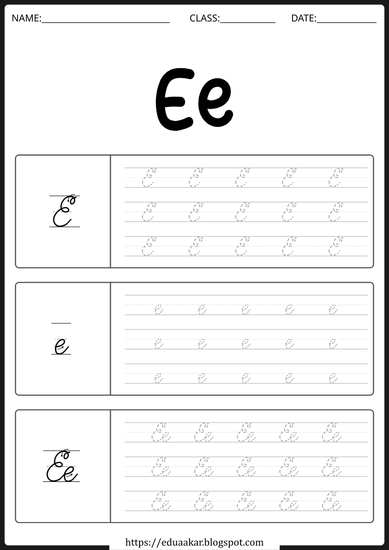 Cursive e Worksheet