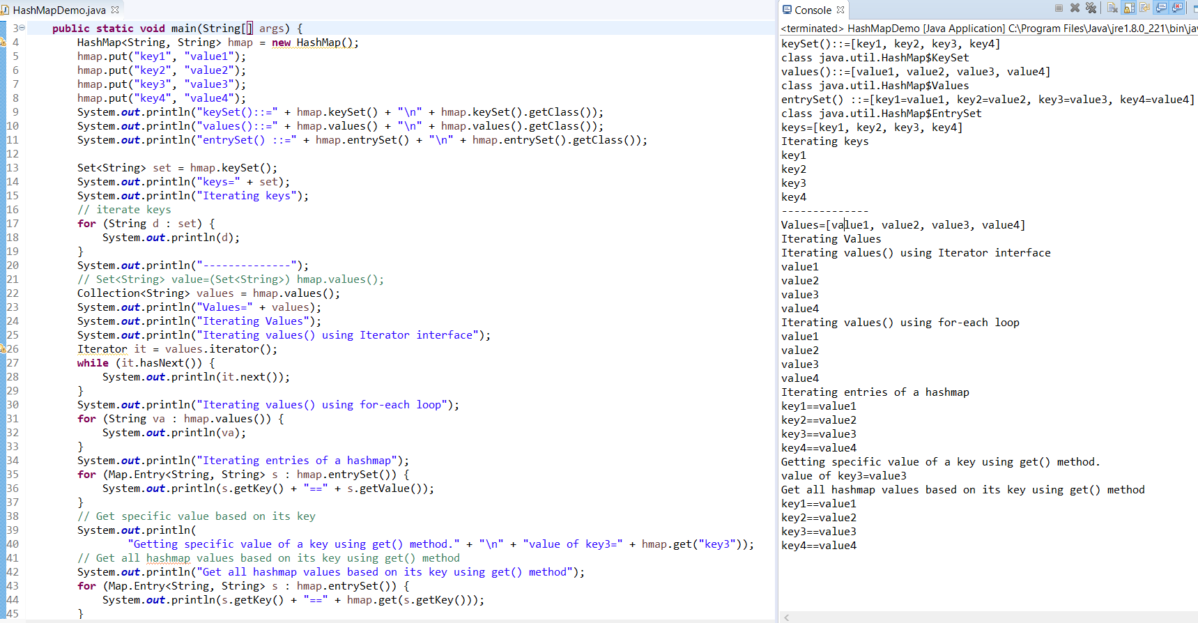 Hash Map program in java