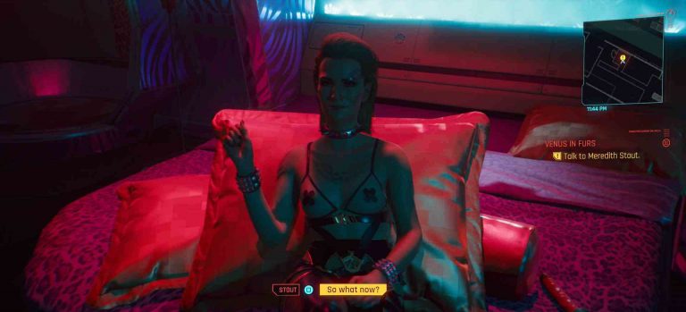 Bed scene with Meredith Stout in Cyberpunk 2077