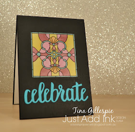 scissorspapercard, Stampin' Up!, Just Add Ink, Painted Glass, Graceful Glass, Celebrate You Thinlits, Blends