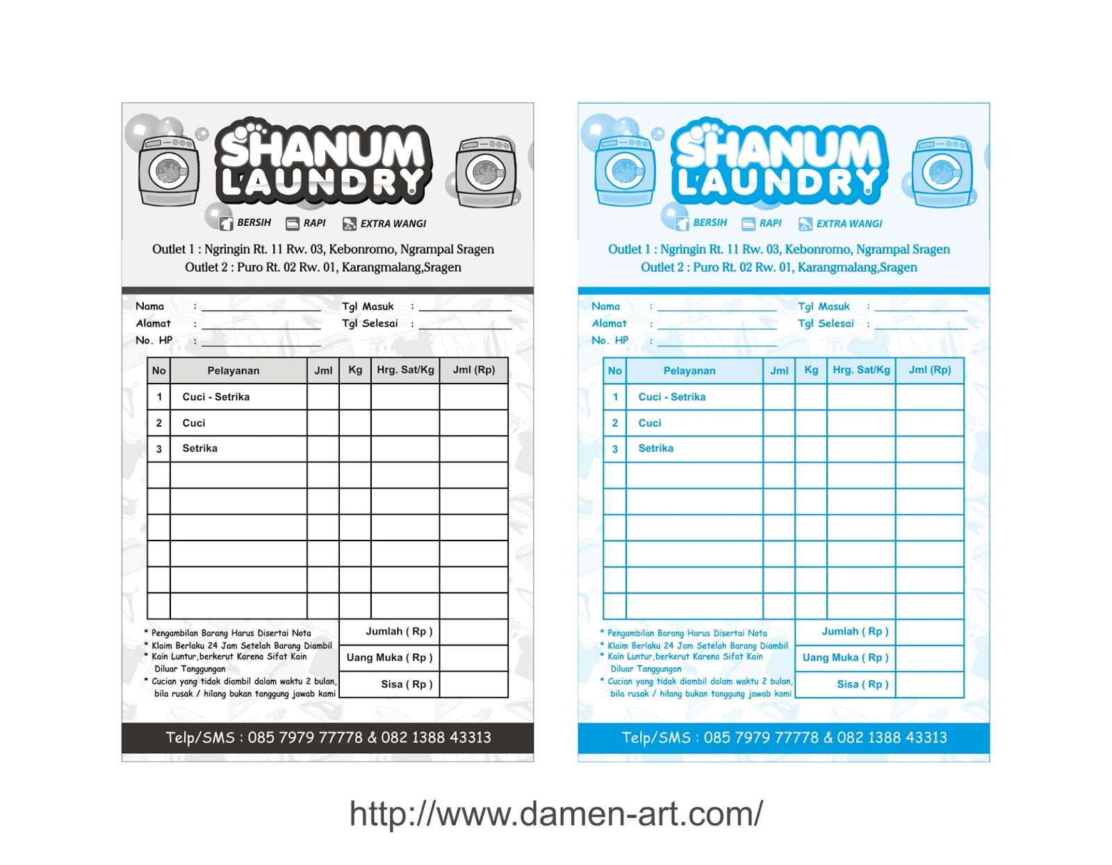 DAMEN ART: Desain Nota Laundry cdr