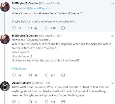 Twitter users react without sympathy after a Trump supporter claimed he was attacked by a liberal who was angry about Justice Brett Kavanaugh's Supreme Court confirmation.