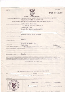 Hoodia phytosanitary certificate