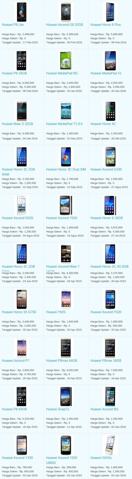 Daftar Harga Terbaru Hp Huawei Maret 2016