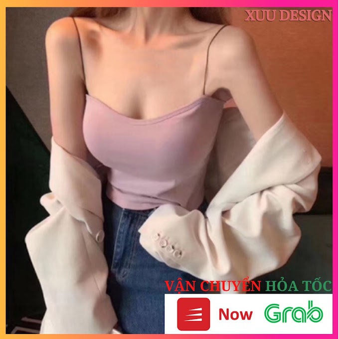 [Mã FASHIONG10 giảm 10k đơn 50K] Áo 2 Dây Mảnh Croptop Có Đệm Ngực Kiểu Dáng Thời Trang, XuuDesign [AD01]