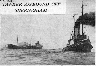 Tanker 'Barren Hill' aground, with tug