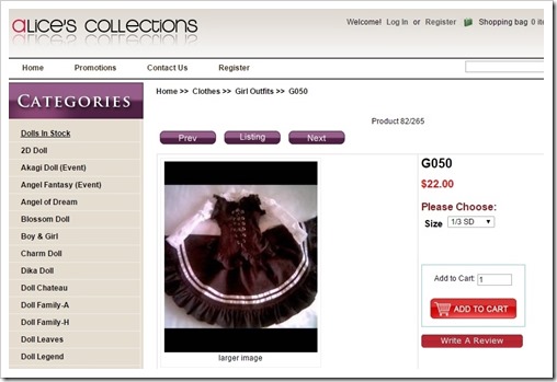 g050 Outfit for BJD from Alice's Collections