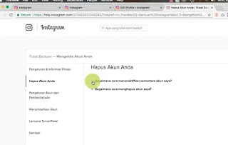 cara hapus akun instagram permanen