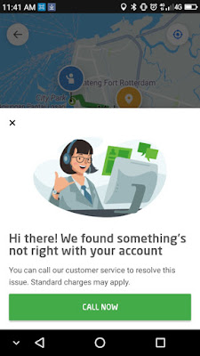 Notifikasi pada aplikasi Go-Jek pada saat ada error dan tidak bisa digunakan