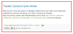 Blogger Yazıları Çerçeve İçine Alma