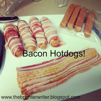 grilled bacon wrapped hot dogs for camping! www.thebrighterwriter.blogspot.com