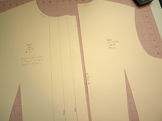 Blouse pattern pieces in tag board