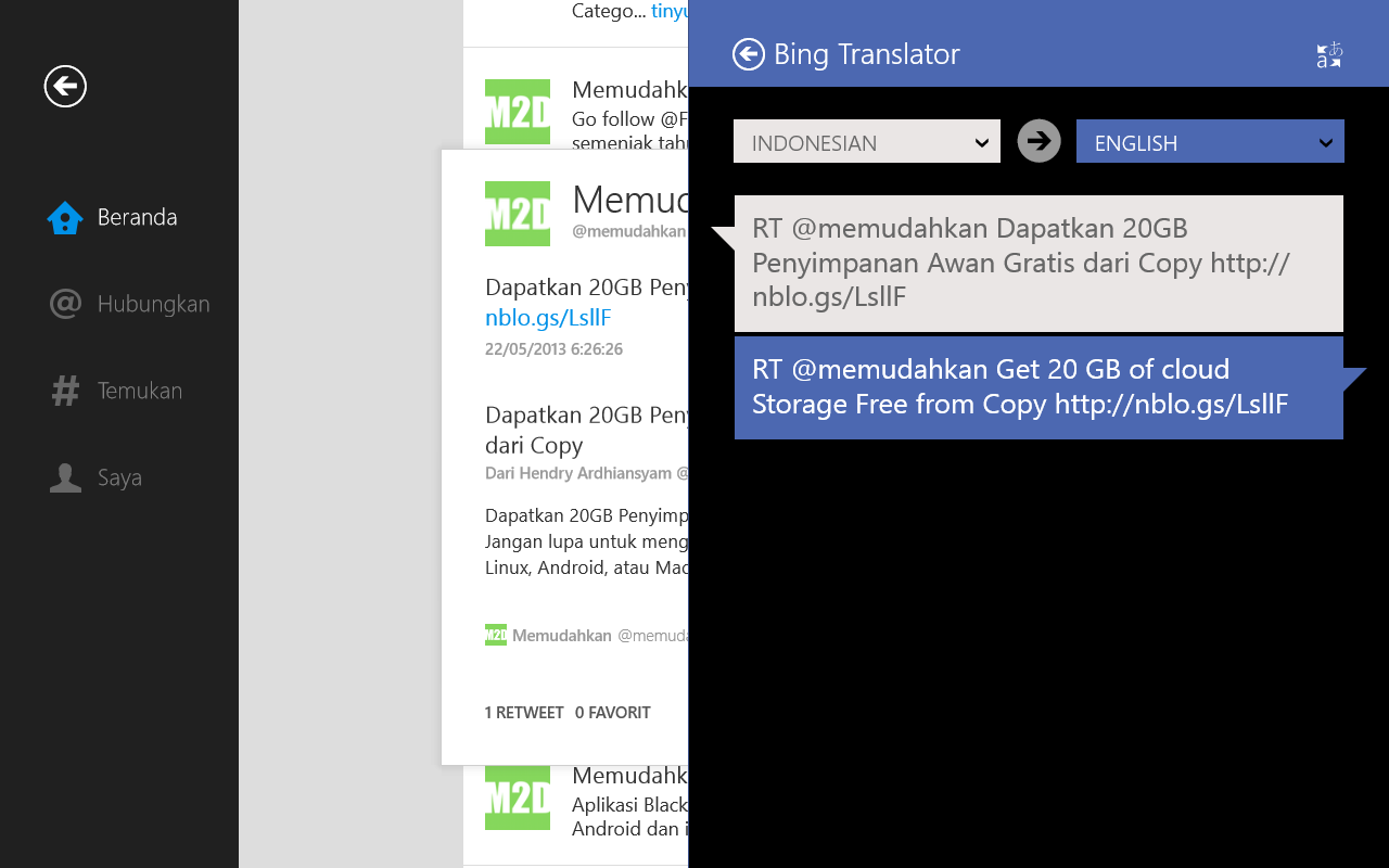 Aplikasi Bing Translator untuk Windows 8