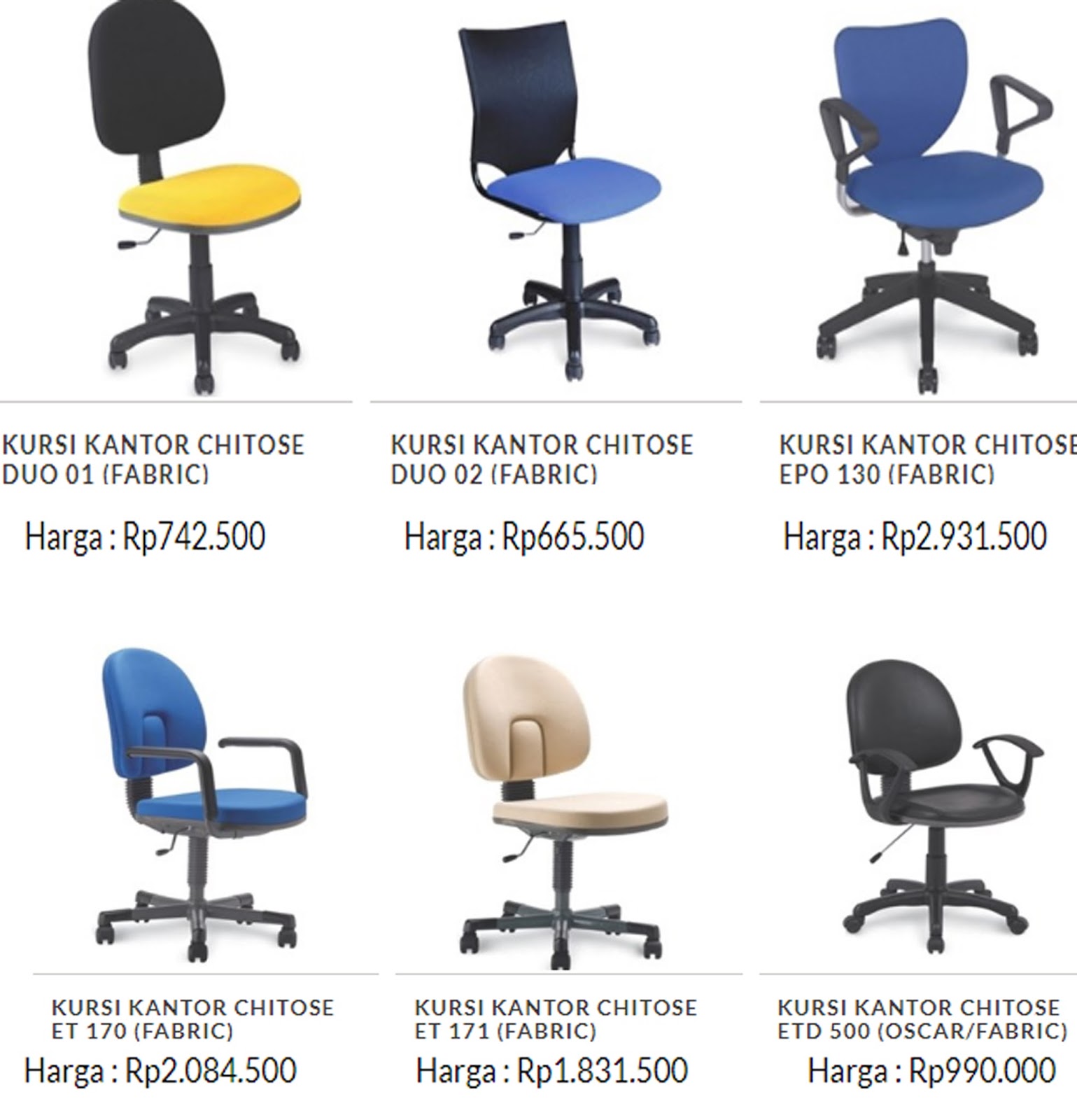 Galeri gambar harga  kursi  kantor  chitose  murah berkualitas 