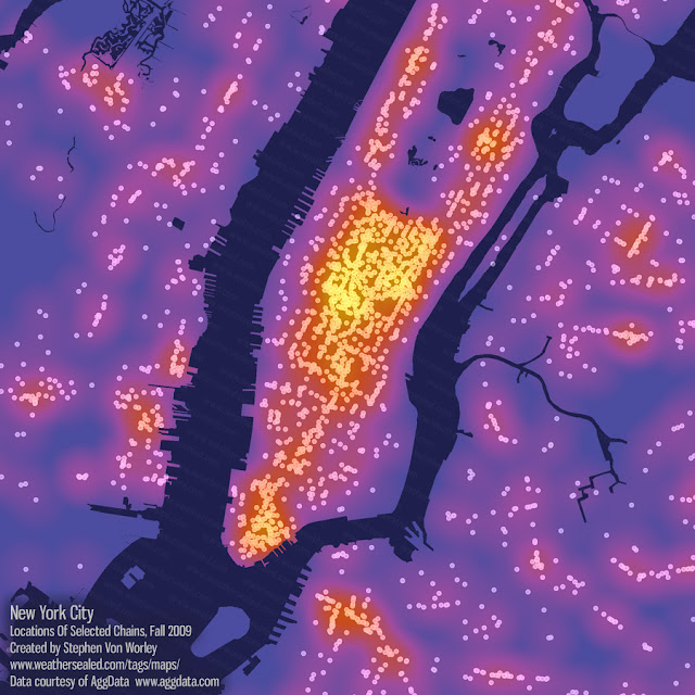 Map Of Nyc Streets. Map of NYC#39;s Chain Stores,