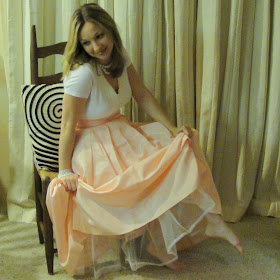 vintage pink peach taffeta poofy formal prom bow skirt