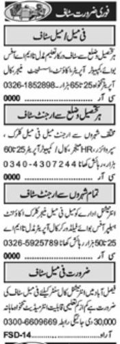 HR Manager & Computer Operator Jobs In Lahore