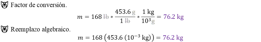 Como convertir de libras imperiales a kilogramos, Convertir 6.0 pies a metros, Convertir 168 libras a kilogramos por reemplazo algebraico, Convertir 168 libras a kilogramos por factor de conversión, Convertir 168 libras a kilogramos por factor de conversión regla de tres y reemplazo algebraico,