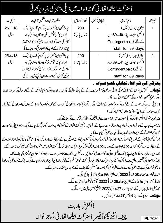 Latest District Health Authority Human Resource Posts Gujranwala 2022