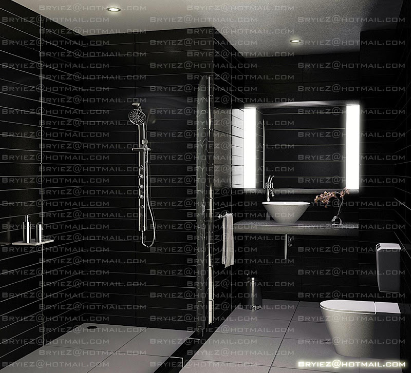 simple bathroom metalic element with black and white title=