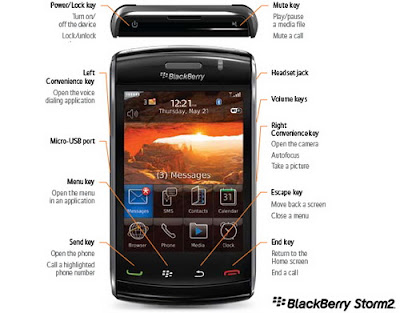 BlackBerry Storm2 9550 Smartphone keys