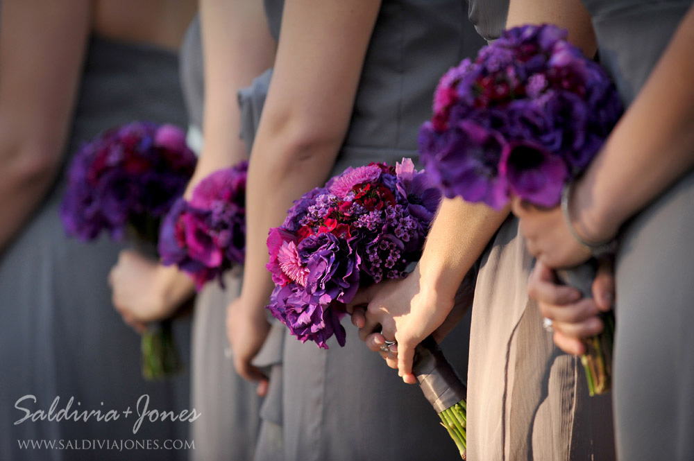 Bridesmaid Bouquets Magenta sweet william purple and magenta anemones 