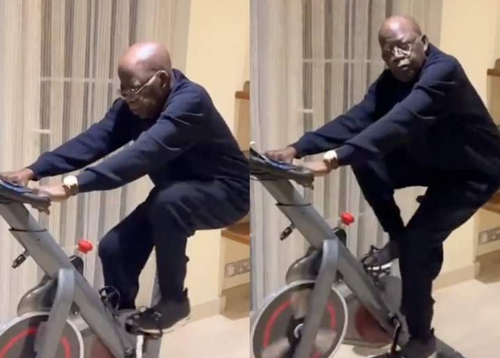 Video of Bola Tinubu on exercise bike goes viral