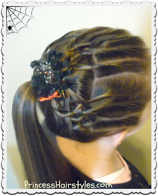 Halloween hair. Spider web hairstyle tutorial.