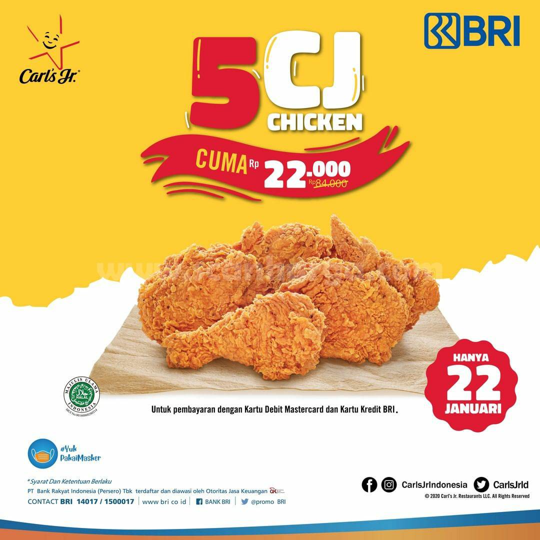 CARLS JR Spesial Promo BRI! 5 CJ Chiken cuma 20Ribu