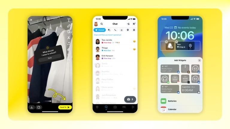 Snapchat New Features for iOS 16 widgets
