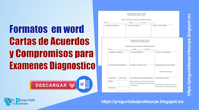 Formatos en word  de Cartas de Acuerdos y Compromisos para Examenes Diagnostico