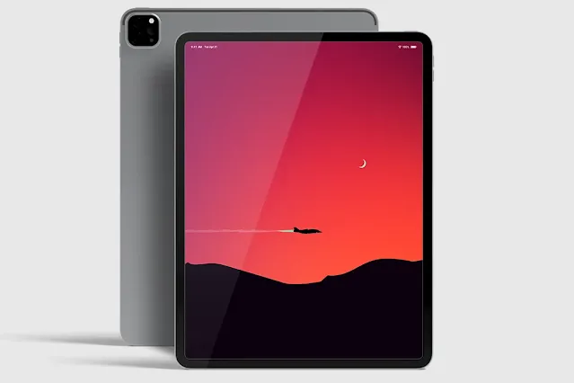 jet flying red horizon night iPad wallpaper