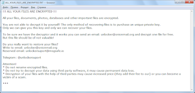 Unlocker Ransomware note