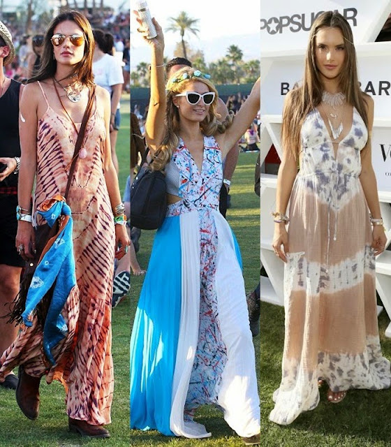 Moda a usar em festivais de verão - maxi vestido estilo boémio e hippie rocker