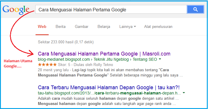 Cara Menguasai Halaman Pertama Google