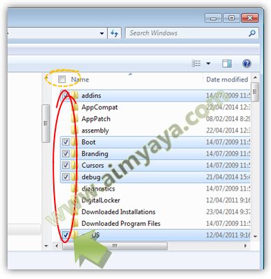  Gambar: Contoh memilih/sorot file dengan memanfaatkan fasilitas check box 