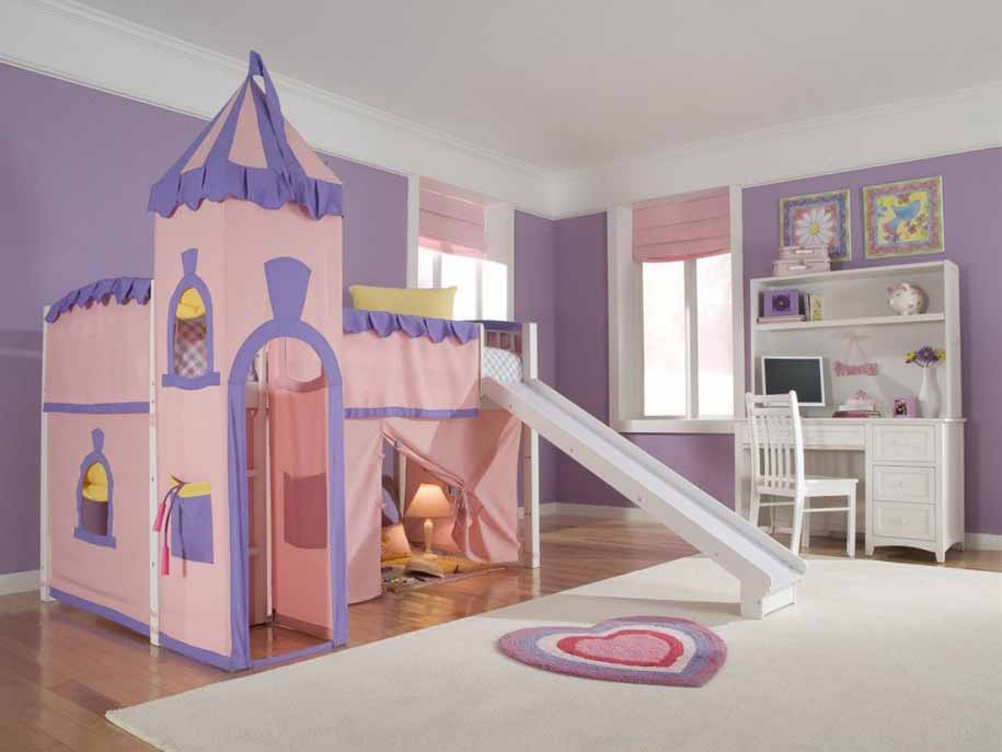 Girls Princess Castle Bunk Bed Loft