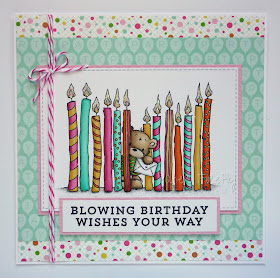 Colourful birthday card with many candles and cute bear (image from Lili of the Valley)