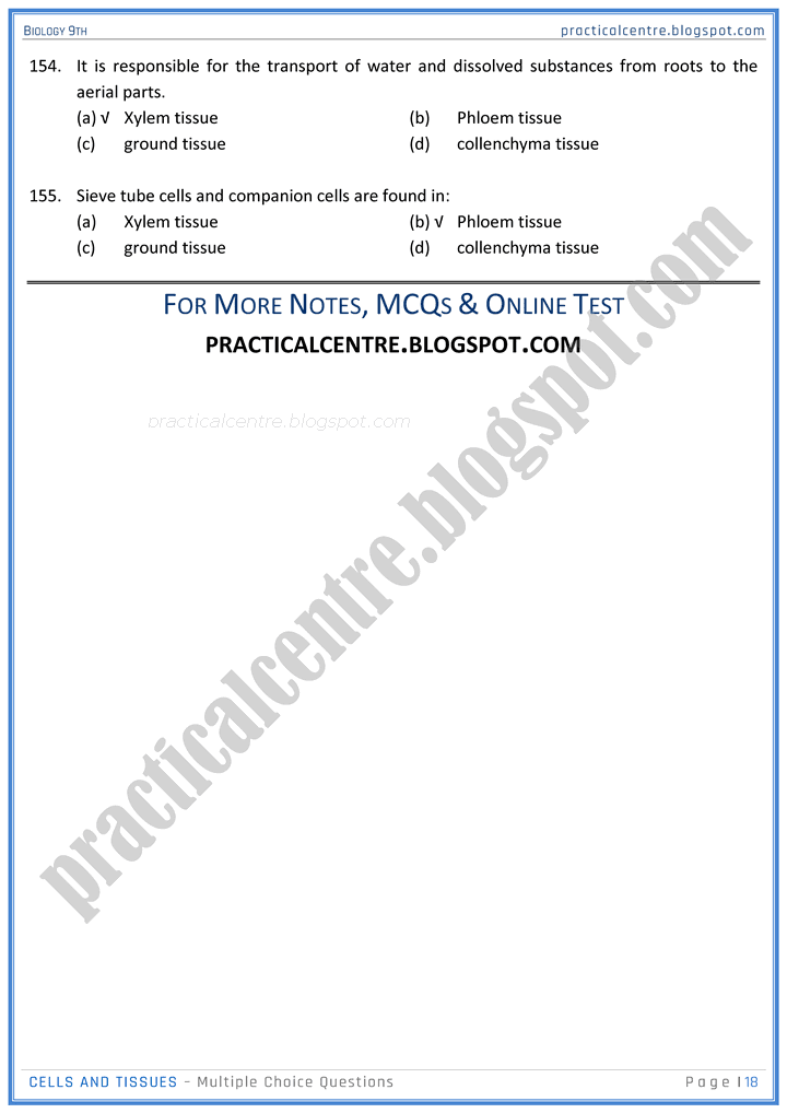 cells-and-tissues-mcqs-biology-9th-notes