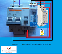 manual automatico con contactor y maniobra reloj horario