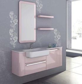 stencil flowers pink bathroom