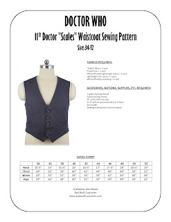 11th Doctor "scales" waistcoat sewing pattern