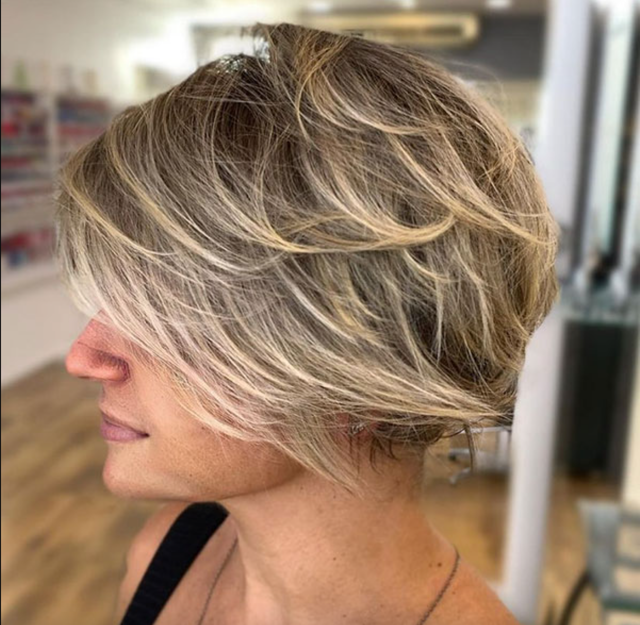 blonde balayage in short hair