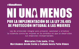 Campaña #Niunamenos por la Implementación de la Ley 26485, de Protección Integral para prevenir, sancionar y erradicar la violencia contra las mujeres en los ámbitos en que se desarrollen sus relaciones personales.