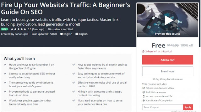 [100% Off] Fire Up Your Website’s Traffic: A Beginner's Guide On SEO| Worth 149,99$