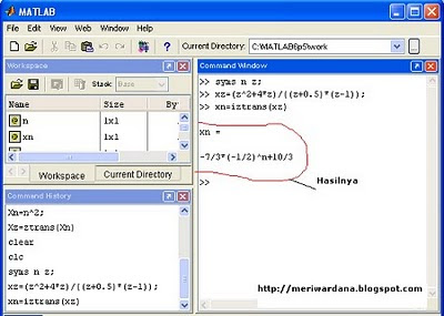 invers transformasi z dengan matlab