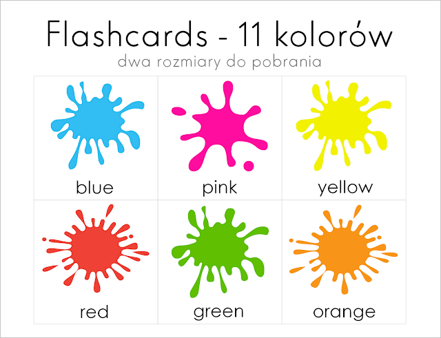 Flashcards - karty obrazkowe - 11 kolorów w dwóch rozmiarach