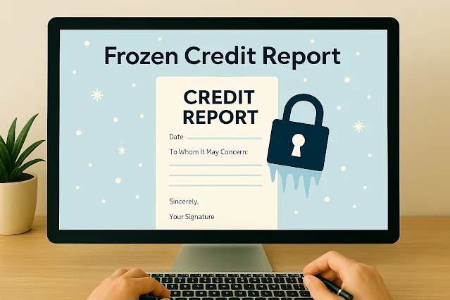 Lock icon on frozen credit report to prevent hard pulls.